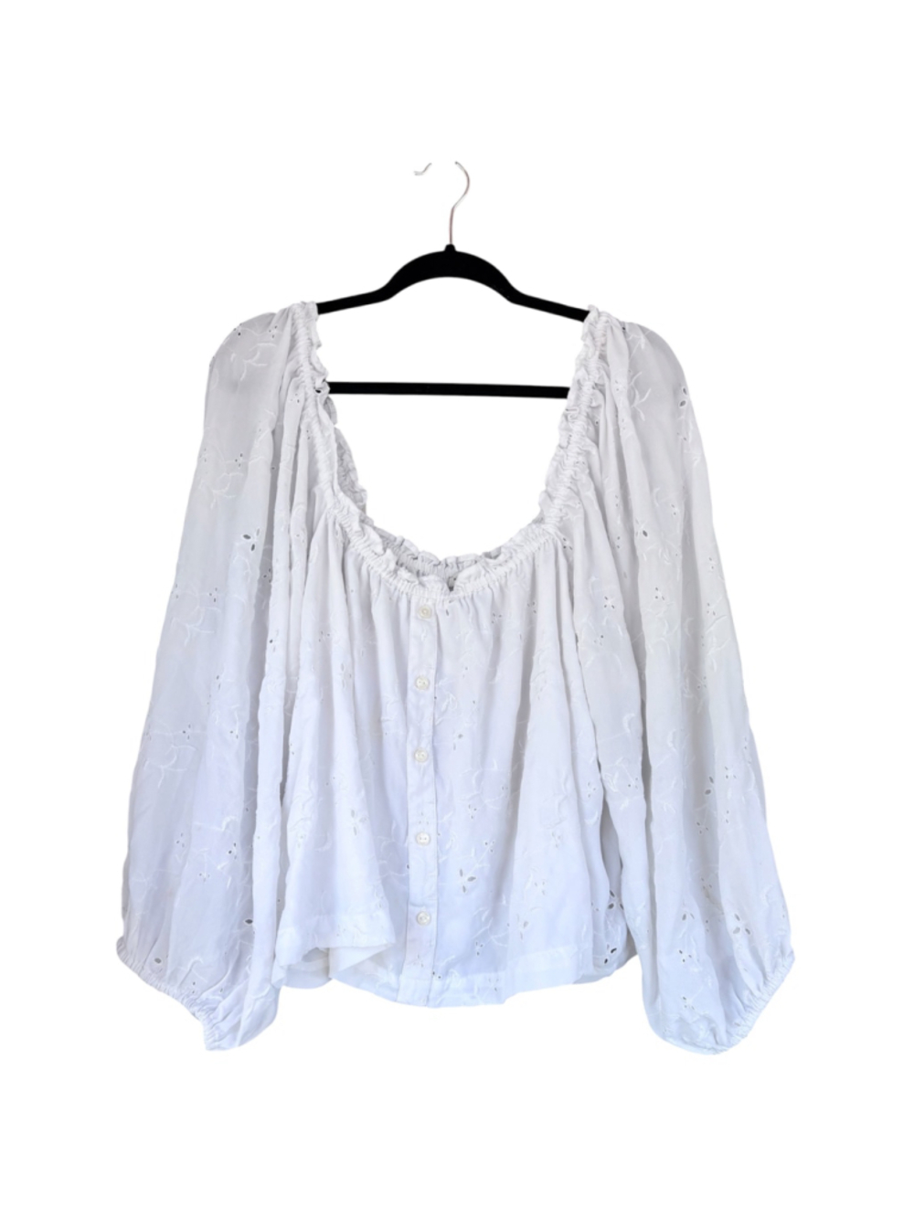 American Eagle Women’s XXL Long Sleeved Button Down Off-Shoulder Peasant Blouse
